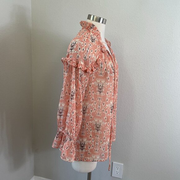 Sundance Womens Small Madeleine Sweet Peasant Boho Blouse Long Sleeve Sheer Top - Picture 4 of 13